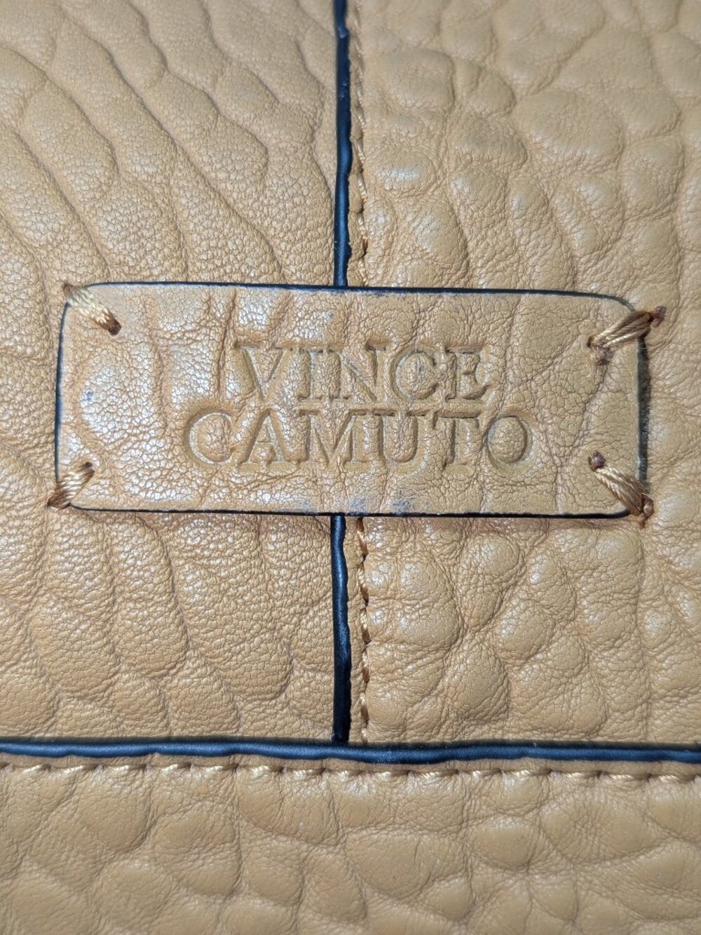 Vince Camuto Tan Pebbled Leather Crossbody Hobo Bag - Picture 7 of 9